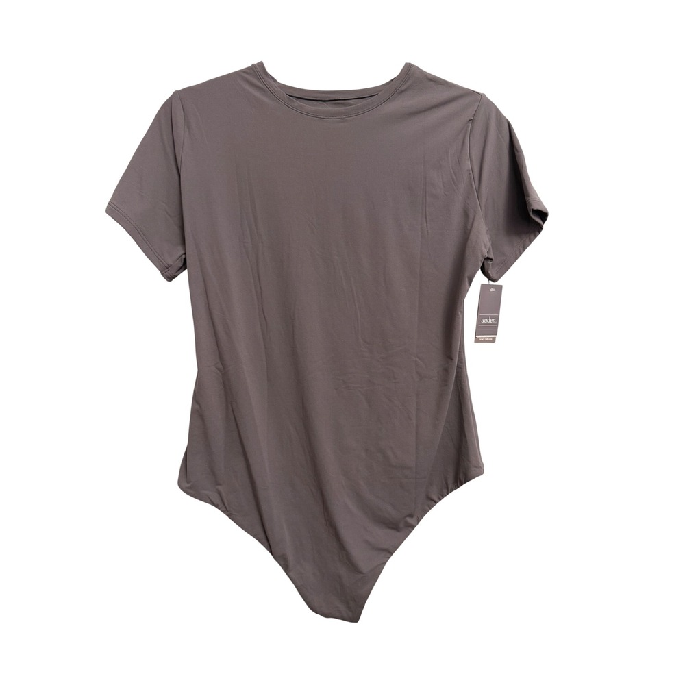 Auden Luxury Collection Luxe Stretch Bodysuit XXL Mauve Gray Short Sleeve NWT